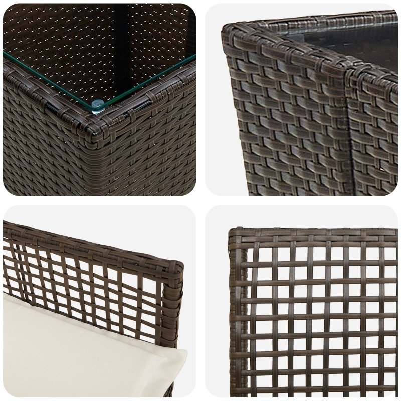 3-teiliges Garten Bistro Set mit Kissen Braun Poly Rattan