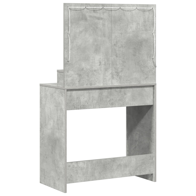 Schminktisch mit LED-Lichtern in Beton Grau 79x41x135 cm