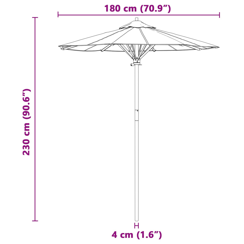 Garten-Sonnenschirm dunkelgrau 180x230 cm aus Bambus