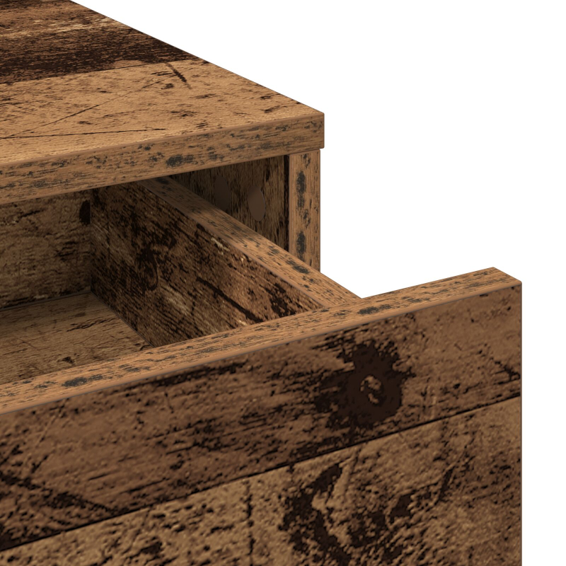 Schminktisch mit LED-Lichtern Altes Holz 50x41x140 cm