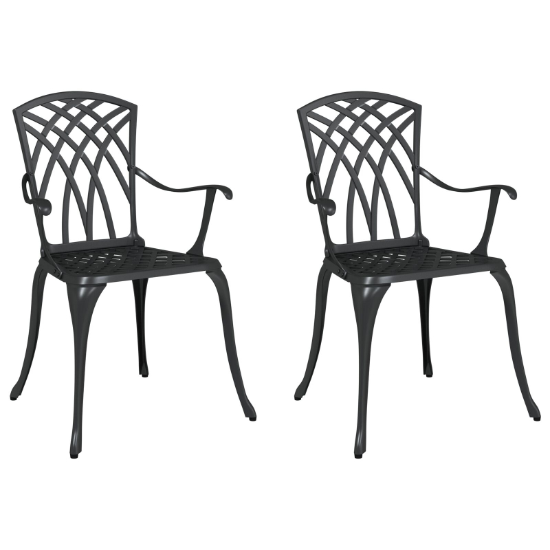 Gartenstühle 2 Stück Schwarz Gussaluminium