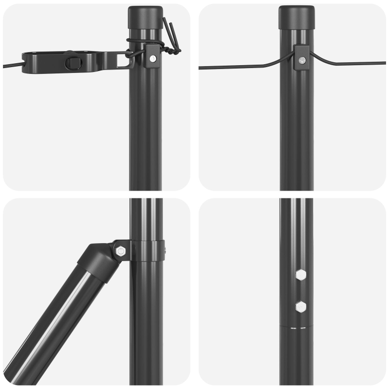 Zaunpfosten Set 14 Teile Grau Metall