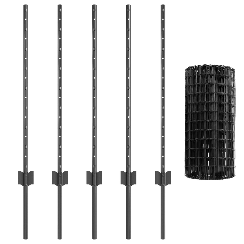 Gartenzaun-Set Set von 2 Grau Pulverbeschichteter Stahl Langlebig