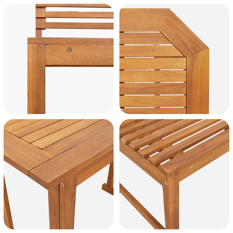 3-teiliges Gartenbank-Set aus solidem Akazienholz