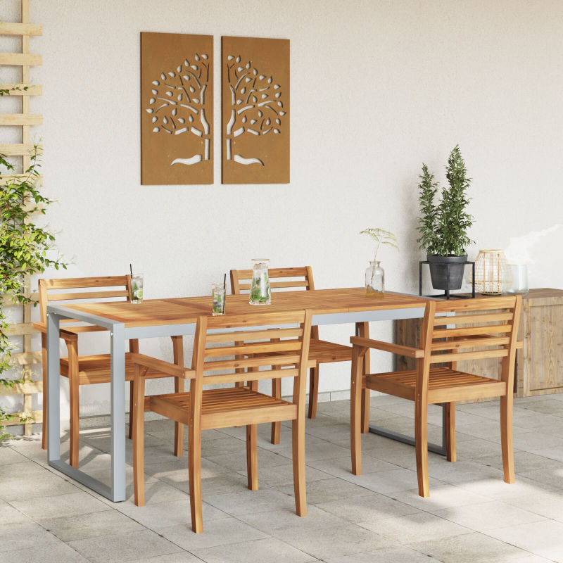 Esszimmertisch Grau 180x90x75 cm Stahl und Akazienholz