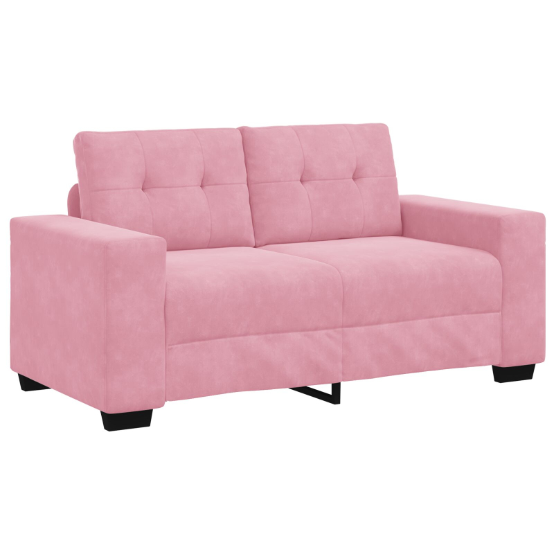 3-teiliges Sofaset mit Kissen, rosa Samt