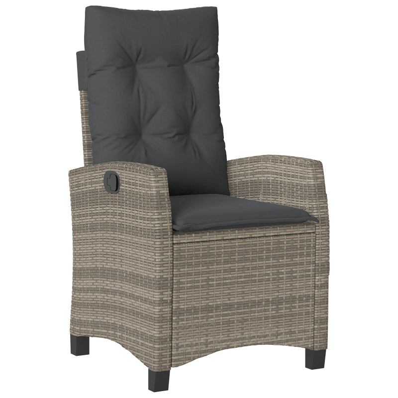 5-teiliges Garten-Dining-Set mit Kissen in Grau und Poly Rattan