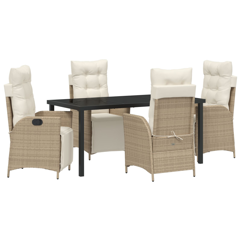 5-teiliges Garten-Esszimmer-Set Beige Poly-Rattan