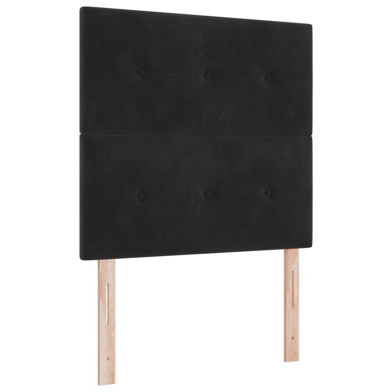 Kopfteil Mit Knöpfen Gepolstert Schwarz 90 cm Samt