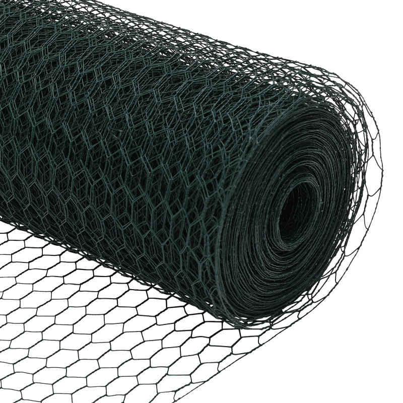 Zaunpfosten 11 Stück U-Kanal Grün 80 cm Stahl, Sechseckzaun Grün 0,8x50 m Stahl
