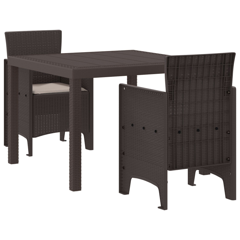 Garten Essgruppe Set aus 3 Dunkelbraun Polypropylen