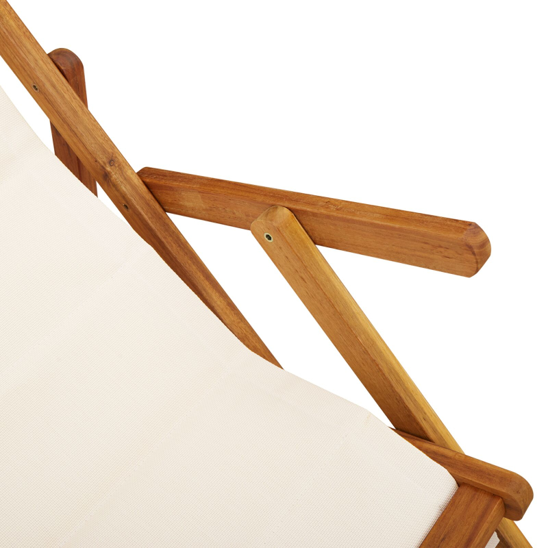 Faltbare Strandstühle 2er-Set Creme, Akazienholz und Textilene