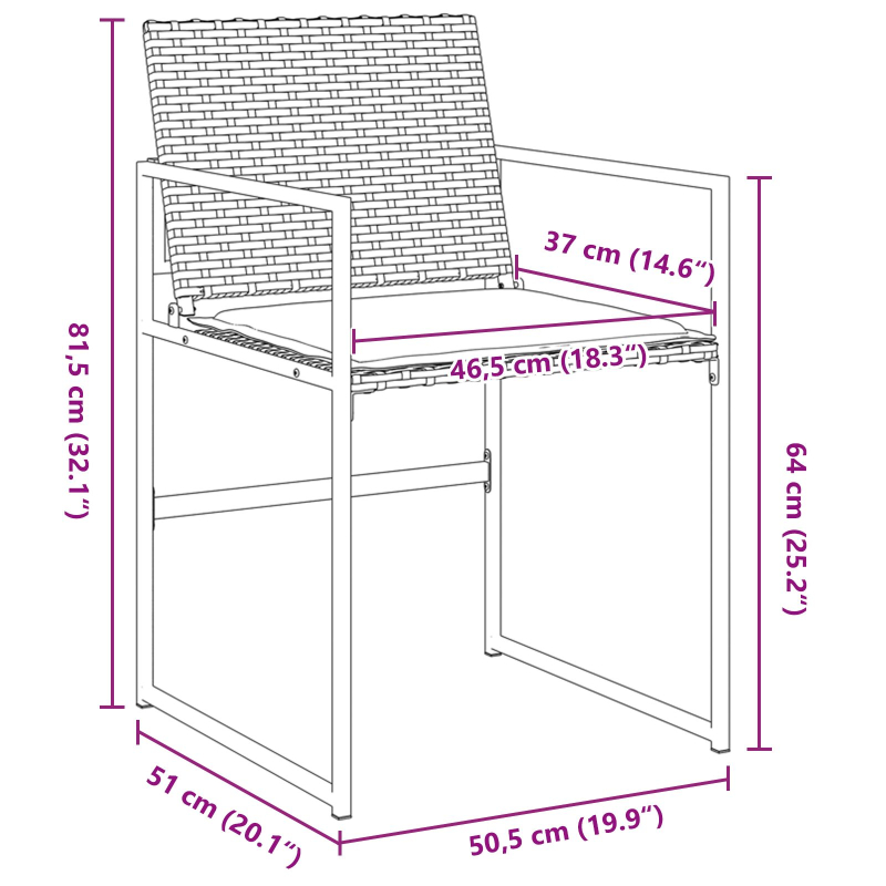 9-teiliges Garten-Esszimmer-Set mit Kissen Schwarz Poly Rattan