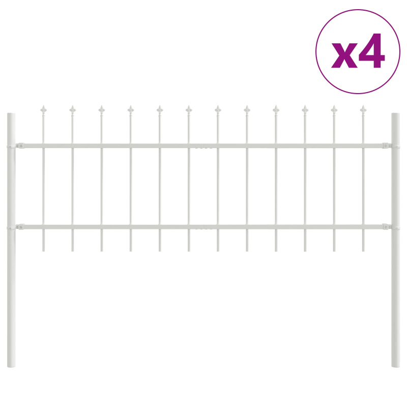 Gartenzaun mit Speartop Weiß 6,8 x 0,6 m aus Stahl