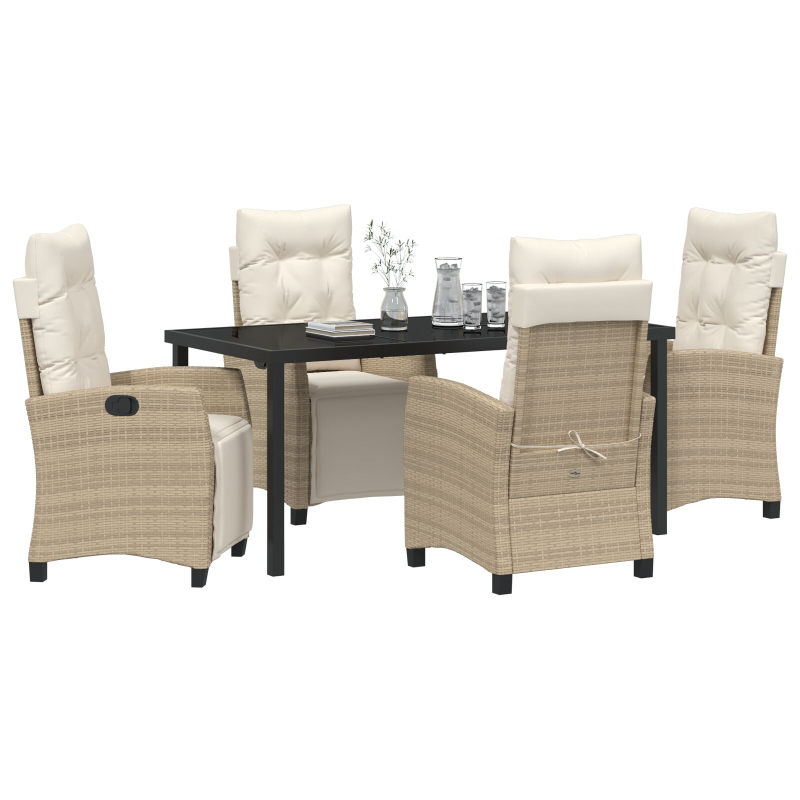 5-teiliges Garten-Essset in Beige, Poly-Rattan