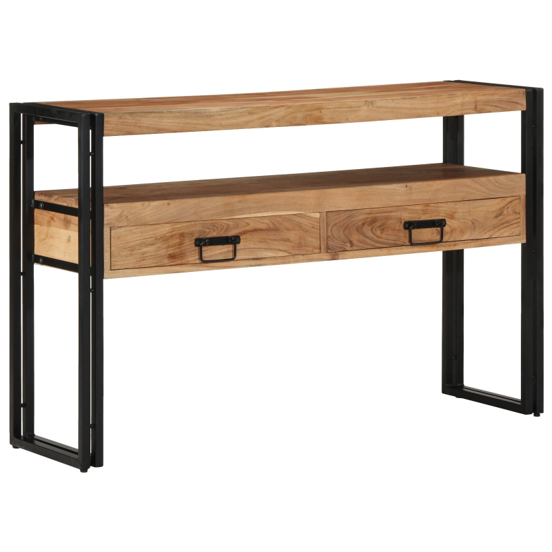 Beistelltische Schwarz 120x33x75 cm aus massivem Akazienholz und Metall