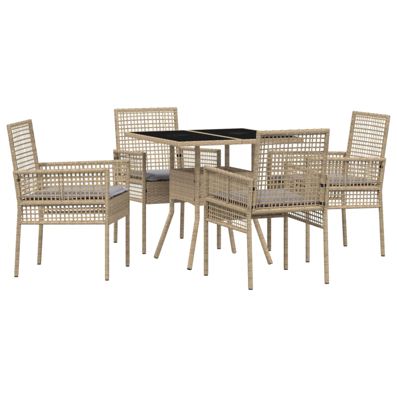 5-teiliges Garten Essset Beige Poly Rattan