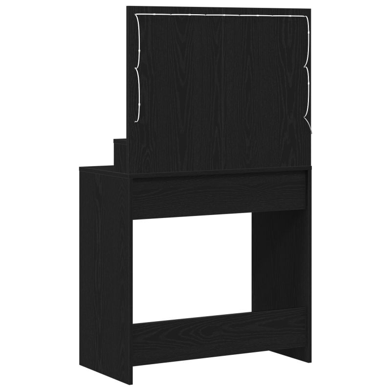 Schminktisch mit LED-Lichtern in Schwarz und Eiche, 79x41x135 cm