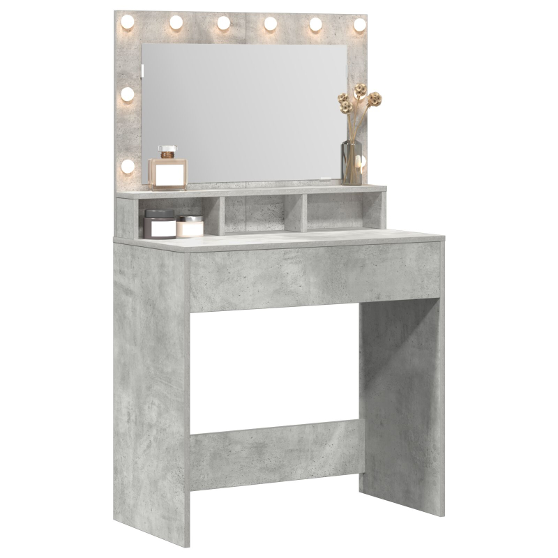Schminktisch mit LED-Lichtern in Beton Grau 79x41x135 cm