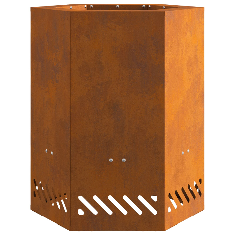 rauchfreier Feuerring hexagonal 38x38x51 cm wetterfester Stahl