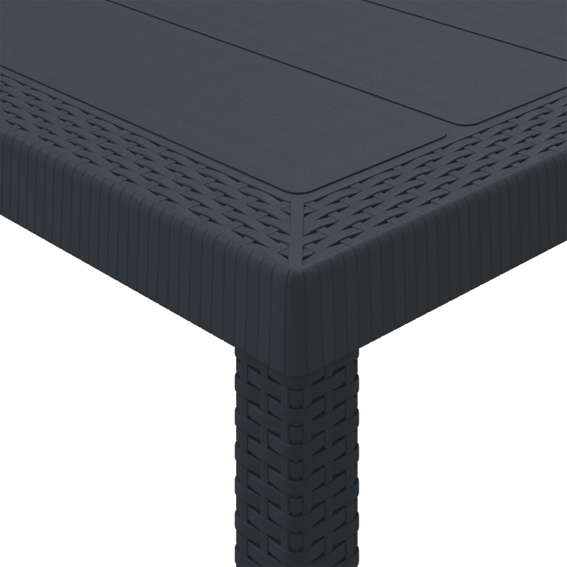11-teiliges Garten Essgruppe mit Kissen Anthrazit Poly Rattan