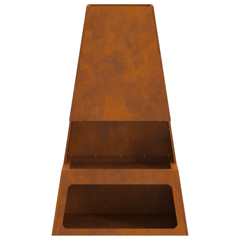 Feuerstelle mit Holzlager 60x35x100 cm Wetterfester Stahl