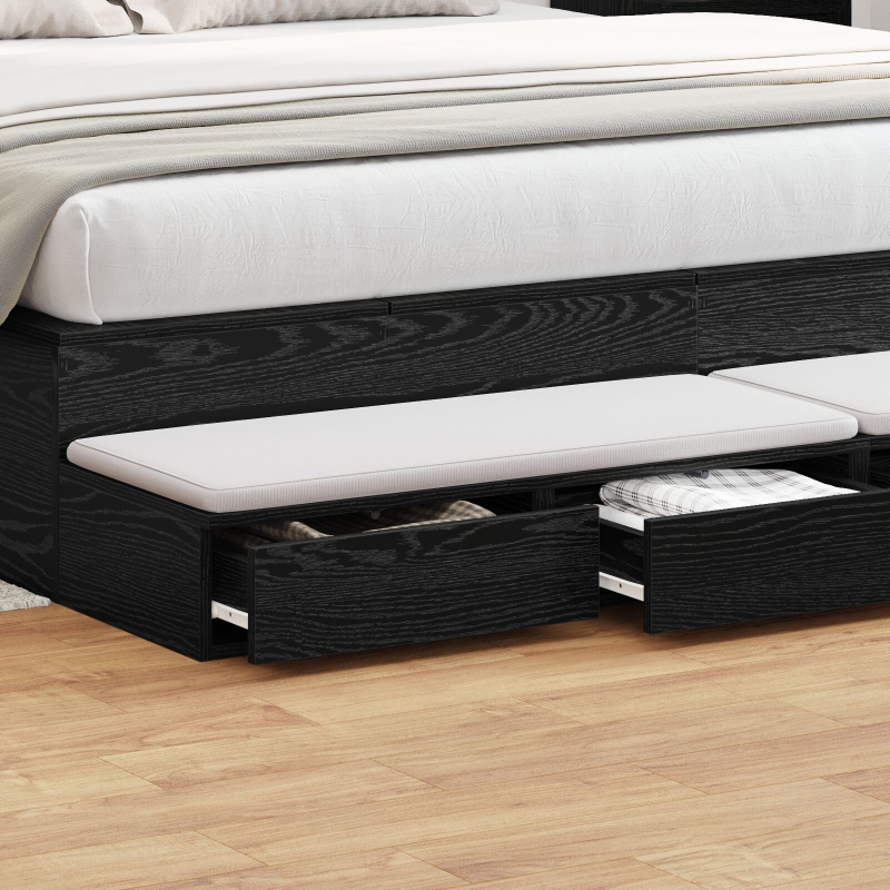 Bett-Schubladen Schwarz 200x36,5x16,5 cm Spanplatte