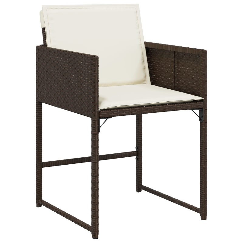 5-teiliges Garten-Esszimmer-Set mit Kissen aus braunem Poly-Rattan