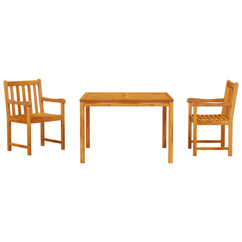 3-teiliges Garten-Esszimmer-Set aus massivem Akazienholz