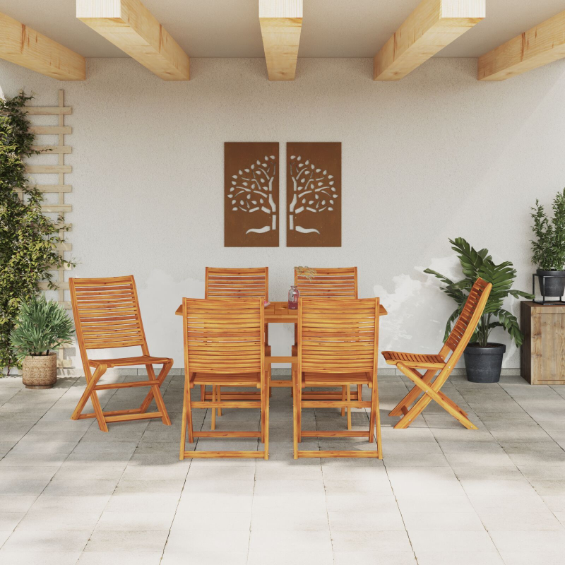 7-teiliges Garten-Esszimmer-Set aus massivem Akazienholz