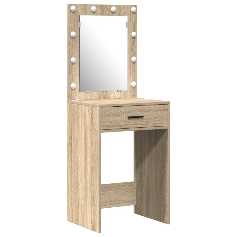 2-teiliges Make-up-Tisch-Set mit LED in Sonoma-Eiche