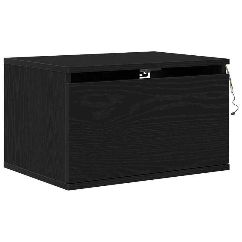 Nachttisch mit LED Wandmontage Schwarze Eiche 50x36x30 cm