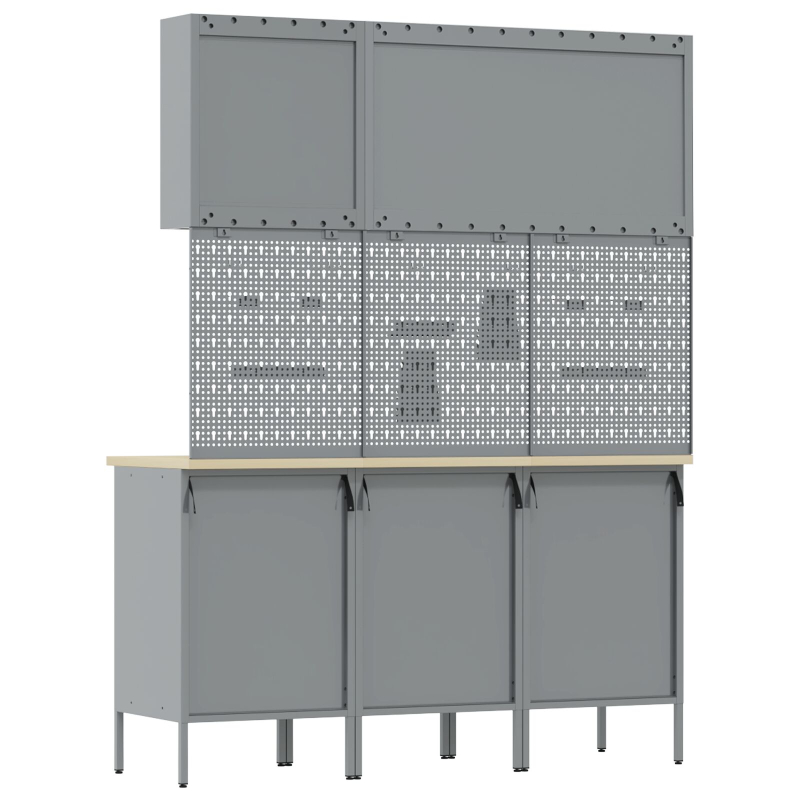 8-teiliges Werkbank-Set aus schwarzem Stahl