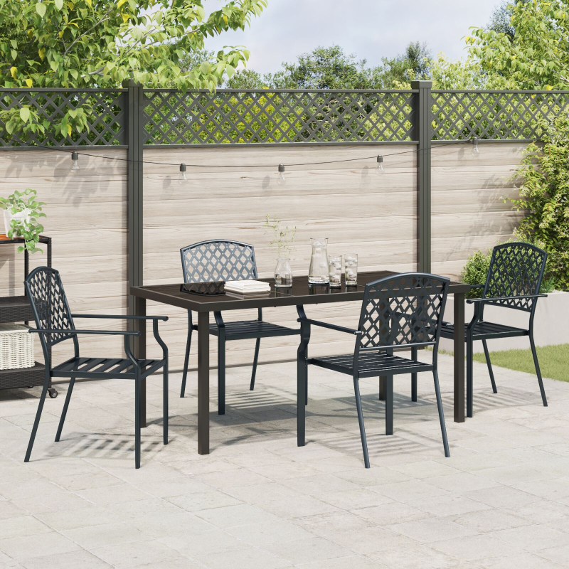 5-teiliges Garten Essset Anthrazit Stahl