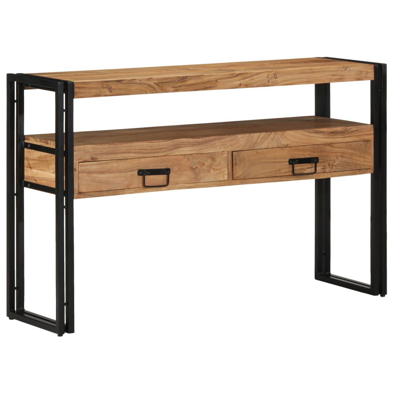 Beistelltische Schwarz 120x33x75 cm aus massivem Akazienholz und Metall