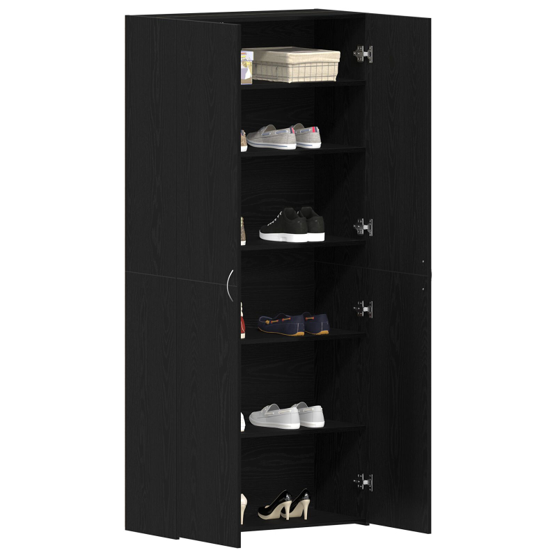Schuhschrank Schwarz Eiche 80x35,5x180 cm Holzwerkstoff