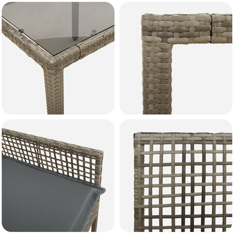 7-teilige Garten-Essgruppe mit Kissen Grau Poly Rattan