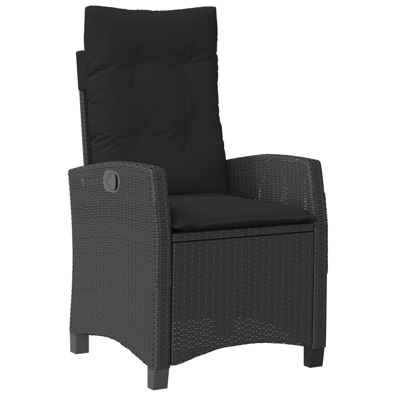 3-teiliges Garten-Dining-Set mit Kissen Schwarz Poly Rattan