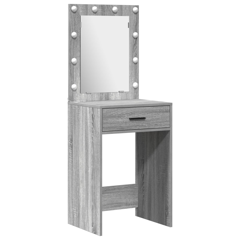 2-teilige Schminktischgarnitur mit LED Grau Sonoma Holzwerkstoff