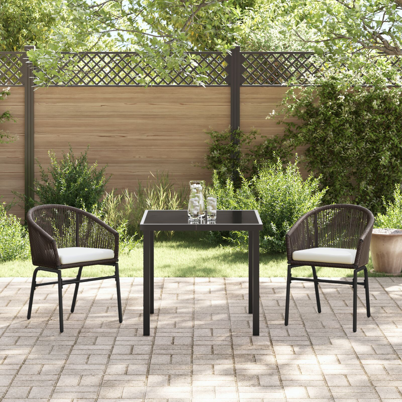 3-teiliges Garten-Essset Braun Poly-Rattan