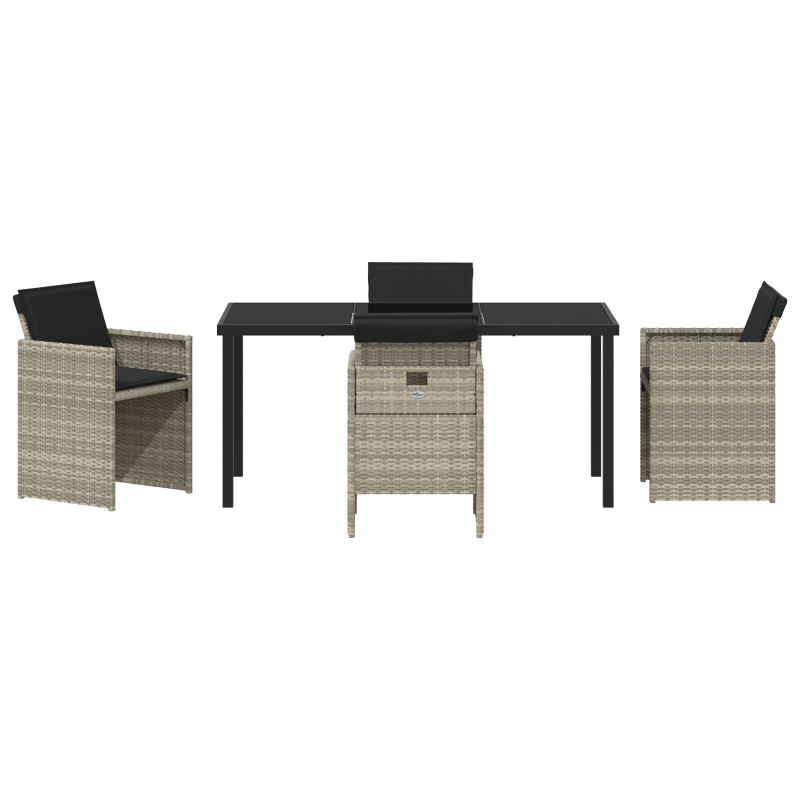 5-teiliges Garten Essset mit Kissen Hellgraues Poly Rattan