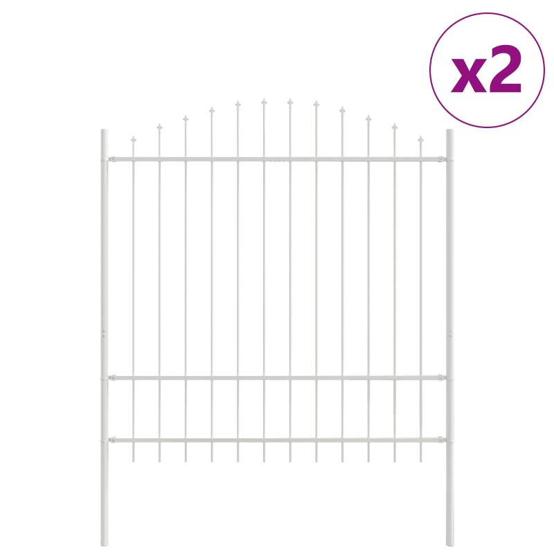Gartenzaun mit Bogenoberteil Weiß 3,4x1,75 m Stahl