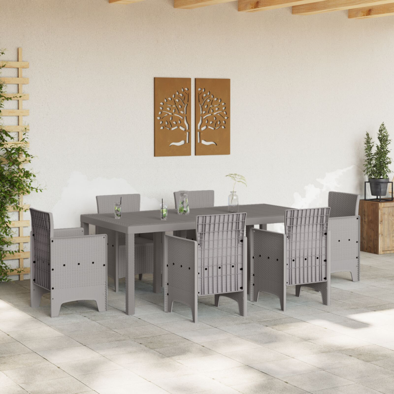 Gartentisch Hellgrau 200x100x73 cm Poly Rattan