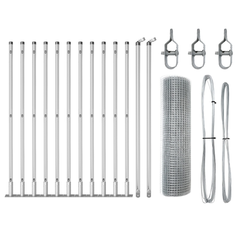 Welded Wire Zaun mit 13 Flanschpfosten 0,6x25 m Verzinkter Stahl