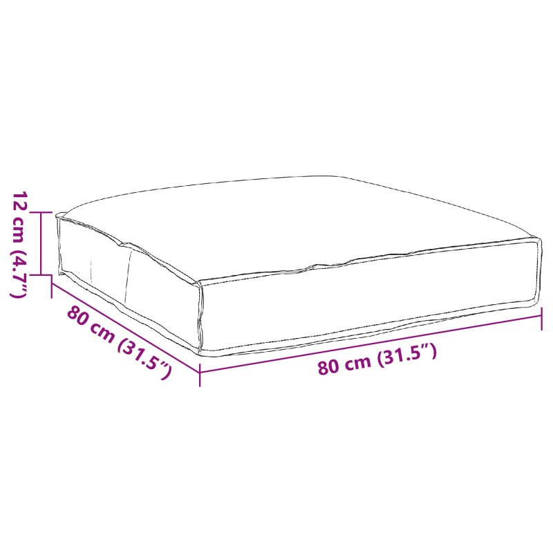 Palletkissen für Sitz Taupe 80x80x12 cm Oxford Gewebe