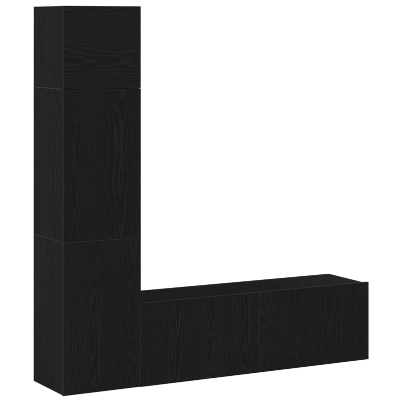 3-teiliges Wand-Montage TV-Schrank Set Schwarz Eichenholz Spanplatte