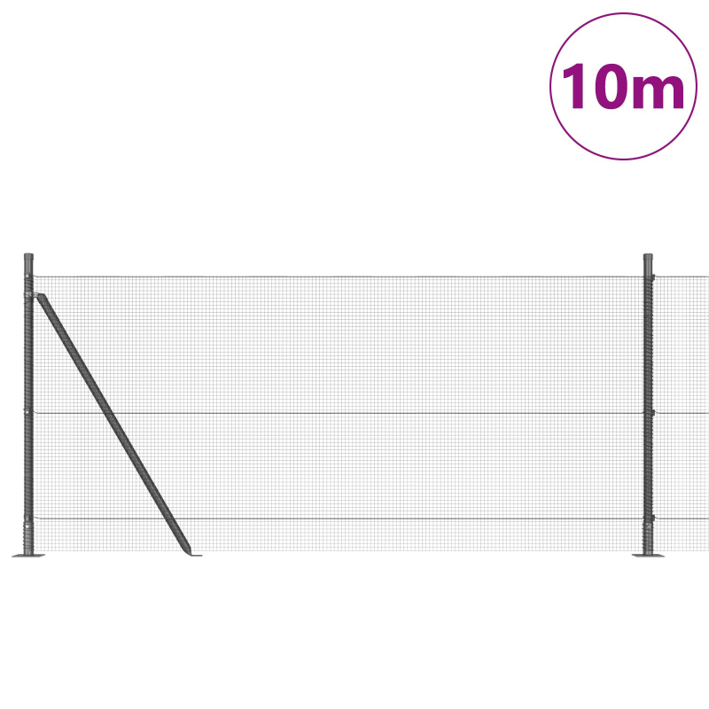 Graues Zaunpfosten-Set Set aus 2 Grau Metall, PVC 10 x 1 m