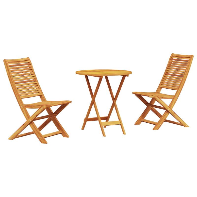 3-teiliges klappbares Bistro-Set aus massivem Akazienholz