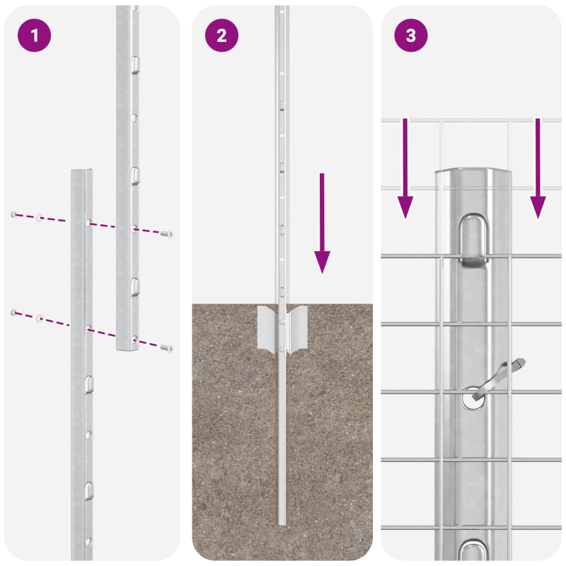Schweißdrahtzaun mit 22 U-Pfosten Silber 1,5x25 m Stahl