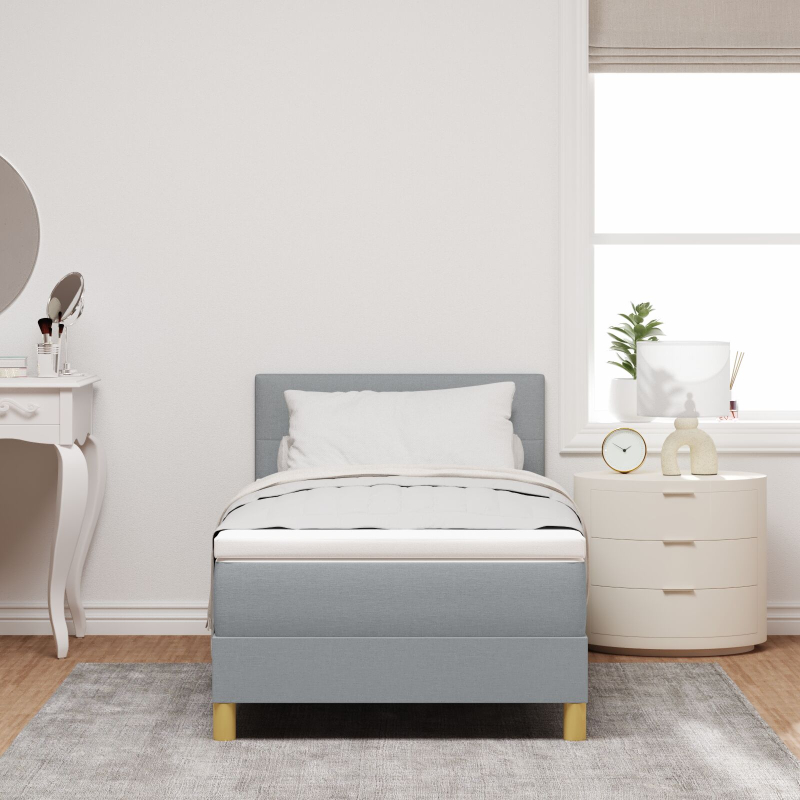 Boxspringbett mit Matratze & LED Hellgrau 100x200 cm Stoff